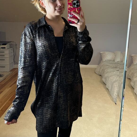 Joseph Ribkoff: Sequined Button Down Tunic - Picture 3 of 7